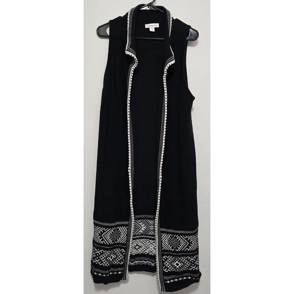 Coldwater‎ Creek Womens Long Cardigan Sweater Size M Sleeveless Geometric Print